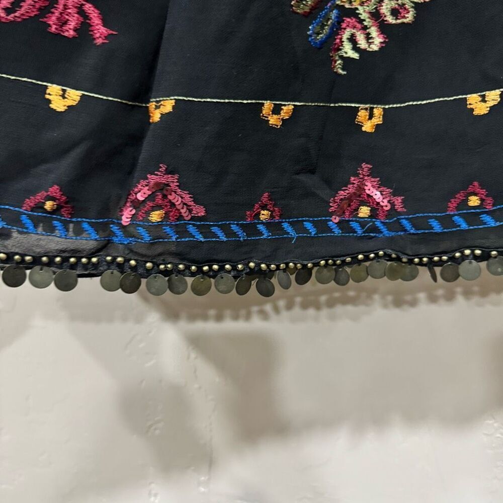 CHICOS Lied Gypsy Maxi Skirt with Embroidery and Coins size 1 - Picture 4 of 8